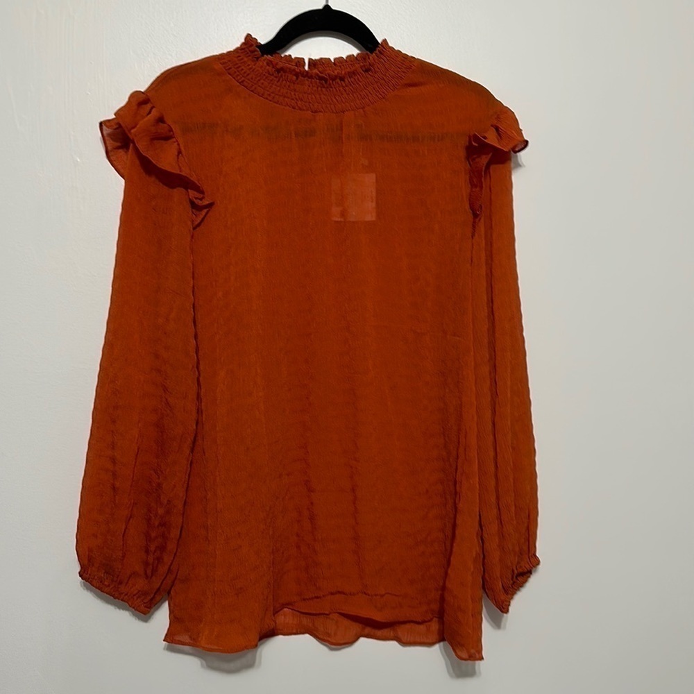 Hayden M fall long sleeve with ruffle mock turtleneck blouse​​​​​​​